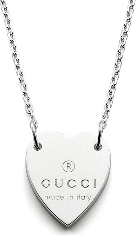 gucci trademark silver necklace|gucci trademark heart silver necklace.